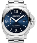 PAM 1316 - Luminor Marina 44mm Automatic in Steel on Steel Bracelet with Blue Dial