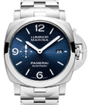 PAM 1316 - Luminor Marina 44mm Automatic in Steel on Steel Bracelet with Blue Dial