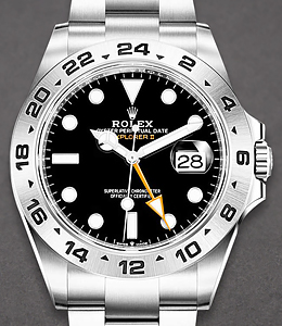 Explorer II 42mm in Steel on Oyster Bracelet with Bleck Dial