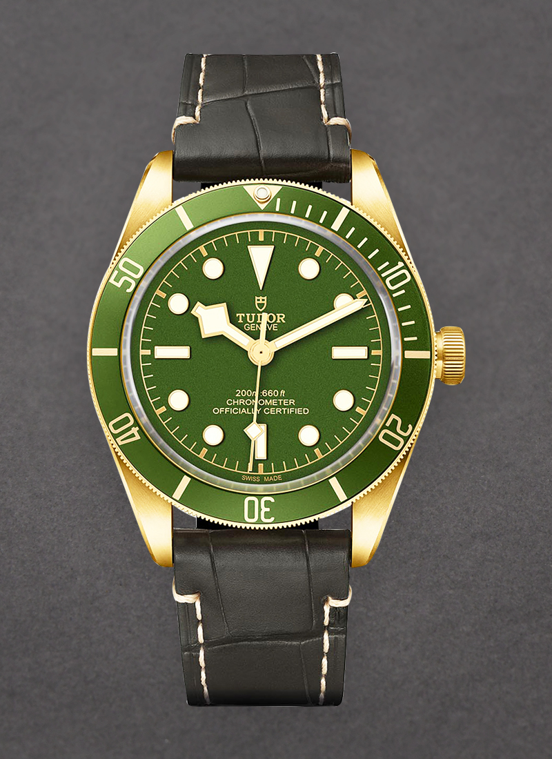 Tudor Heritage Black Bay in Yellow Gold with Green Bezel