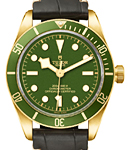Heritage Black Bay in Yellow Gold with Green Bezel on Brown Crocodile Leather Strap with Green Dial
