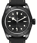 Heritage Black Bay 41mm in Black Ceramic on Black Leather Strap with Black Dial