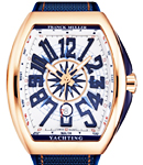 Vanguard Yachting 44mm in Rose Gold on Blue Rubber Strap with White Dial