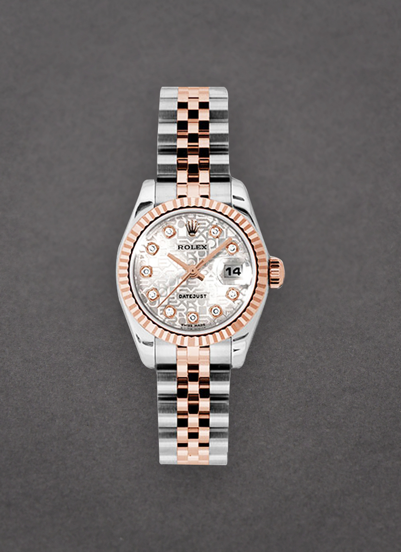 Pre-Owned Rolex DateJust 26mm in Steel with Rose Gold Fluted Bezel