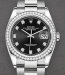 Datejust 36mm in Steel with Diamond Bezel on Oyster Bracelet with Black Diamond Dial