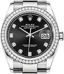 Datejust 36mm in Steel with Diamond Bezel on Oyster Bracelet with Black Diamond Dial