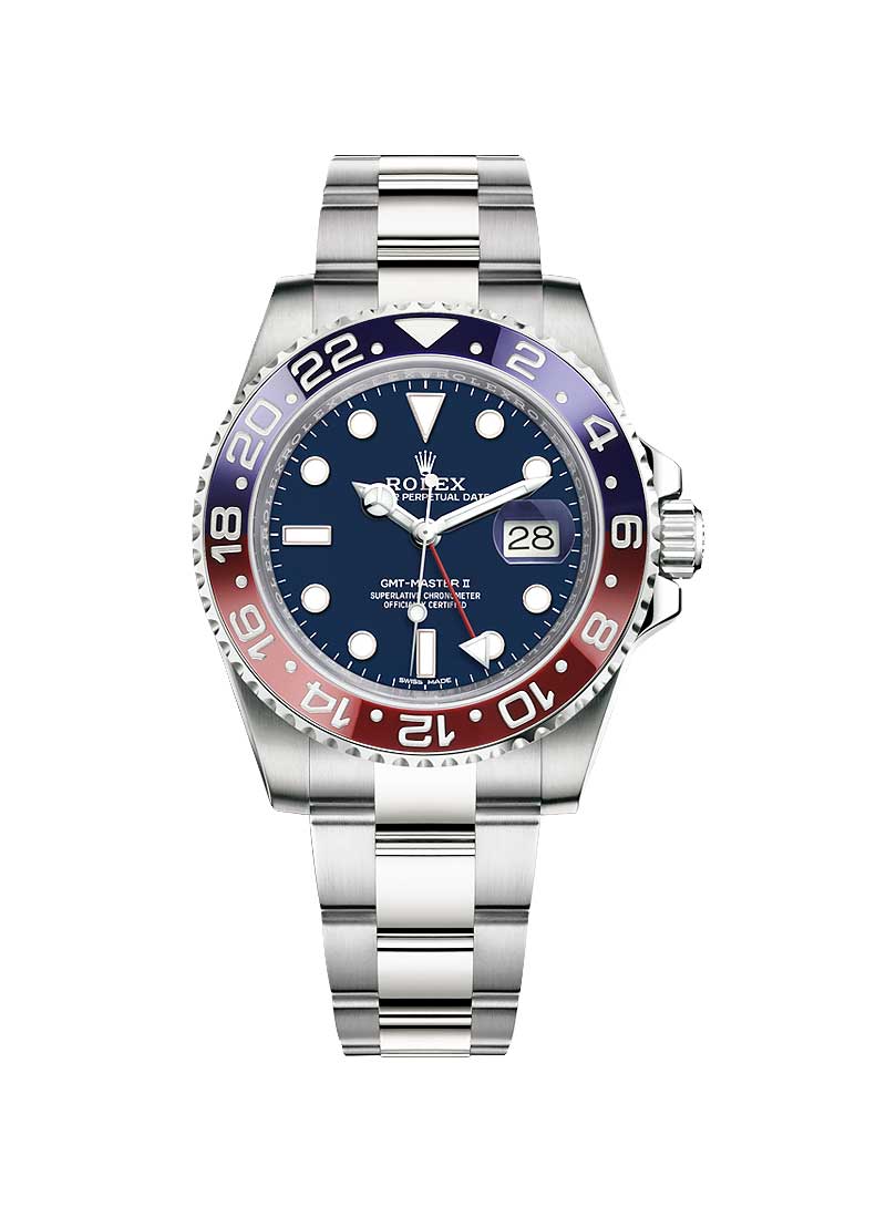 Pre-Owned Rolex GMT Master II in White Gold with Red and Blue Ceramic Bezel