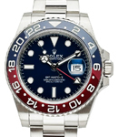 GMT Master II in White Gold with Red and Blue Ceramic Bezel on Oyster Bracelet with Blue Dial