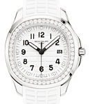 Aquanaut Luce 5267 in Steel with Diamond Bezel on White Rubber Strap with White Aquanaut Pattern Dial