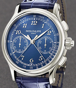 5370P Grand Complications Split Second Chrono in Platinum on Blue Alligator Leather Strap with Blue Dial