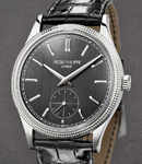 Calatrava 39mm in White Gold on Black Crocodile Leather Strap with Grey Dial