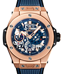 Big Bang MECA-10 45mm in King Rose Gold on Blue Lined Rubber Strap with Skeleton Dial