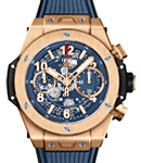 Big Bang Unico King Gold 45mm Automatic in Rose Gold on Blue Rubber Strap with Blue Skeleton  Dial