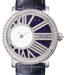 Rotonde de Cartier Mysterious in White Gold with Diamond Bezel on Blue Alligator Leather Strap with Blue Aventurine Diamond Dial