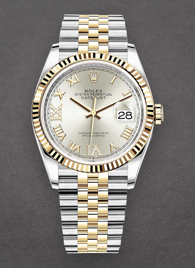 Pre-Owned Rolex Datejust 36mm in Steel with Yellow Gold Fluted Bezel