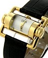 Lady's Horizontal Yellow Gold on Strap with Silver Dial 