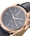 Cellini Time 39mm in Rose Gold on Leather Strap with Black Dial with Roman and Stick Markers