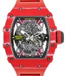 Rafael Nadal Signature TPT in Red Carbon on Red Rubber Strap with Skeleton Dial