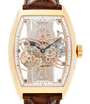 Cintree Curvex in Rose Gold on Brown Crocodile Leather Strap with Skeleton Dial