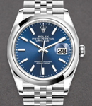 Datejust 36mm in Steel with Domed Bezel on Steel Jubilee Bracelet with Blue Index Dial