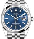 Datejust 36mm in Steel with Domed Bezel on Steel Jubilee Bracelet with Blue Index Dial