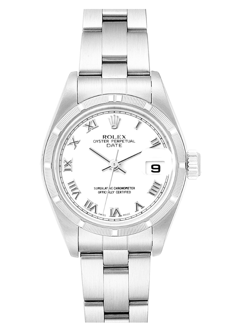 Pre-Owned Rolex Ladies Date 26mm in Steel with Engine Turned Bezel