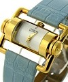  Lady's Horizontal Yellow Gold on Strap with Silver Dial on Light Blue Strap