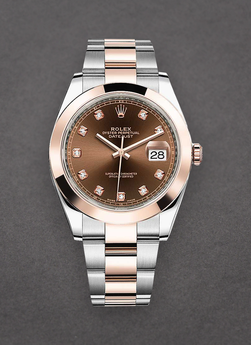 Pre-Owned Rolex Datejust || 41mm in Steel with Rose Gold Smooth Bezel