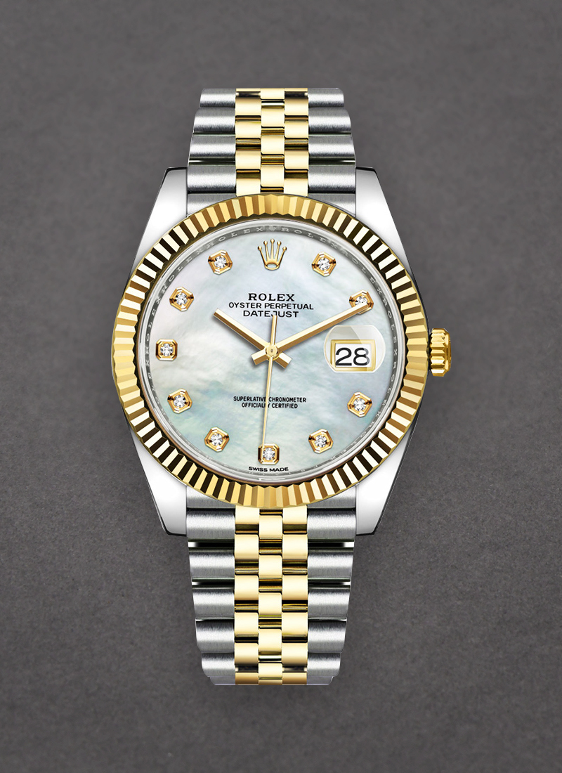 Pre-Owned Rolex Datejust 41mm in Steel with Yellow Gold Fluted Bezel