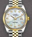 Datejust 41mm in Steel with Yellow Gold Fluted Bezel on Jubilee Bracelet with MOP Diamond Dial