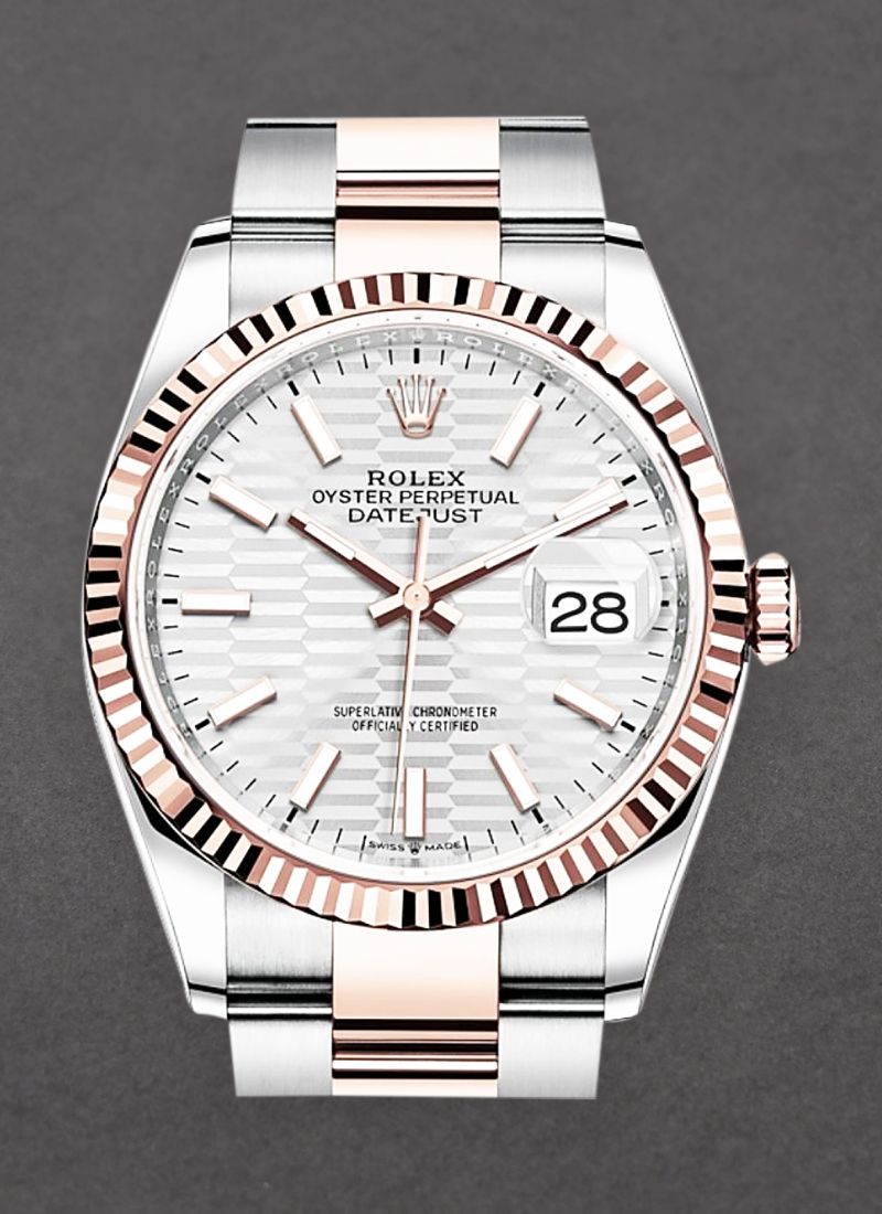 Rolex Unworn Datejust 36mm in Steel with Rose Gold Fluted Bezel