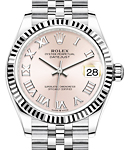 Mid Size 31mm Datejust in Steel with Fluted Bezel on Steel Jubilee Bracelet with Pink Roman Dial