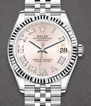 Mid Size 31mm Datejust in Steel with Fluted Bezel on Steel Jubilee Bracelet with Pink Roman Dial