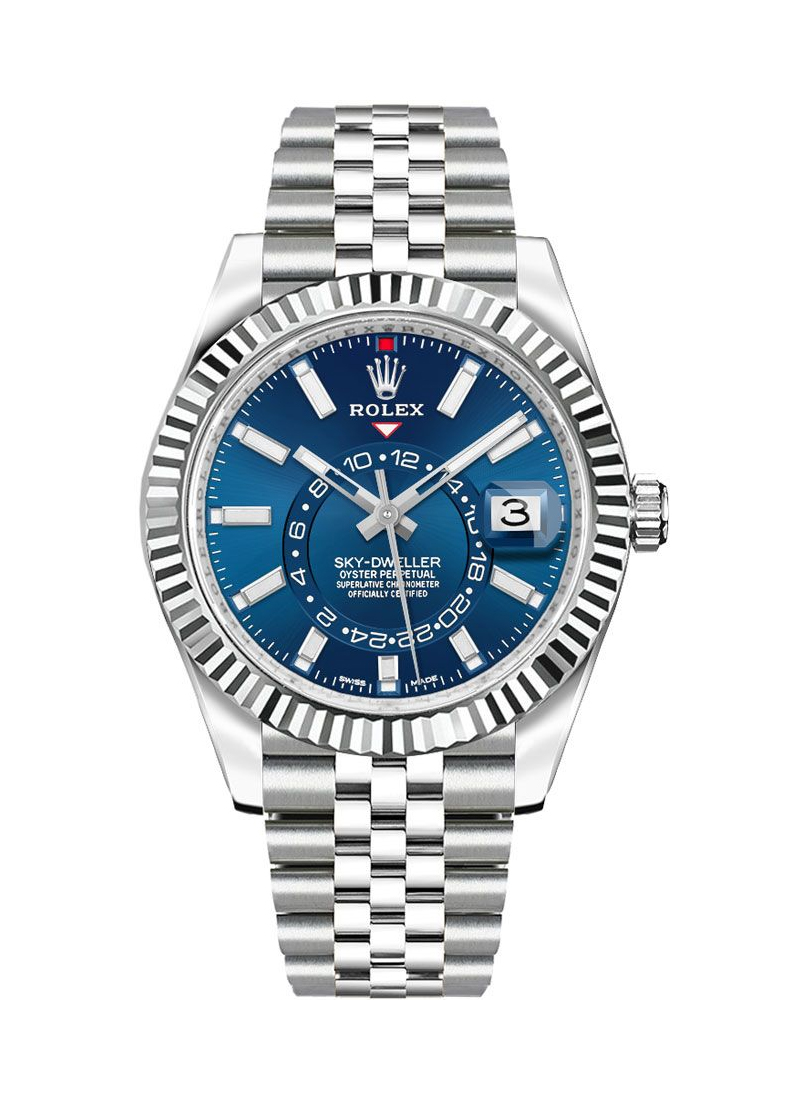 Pre-Owned Rolex Sky Dweller in Stainless Steel with Fluted Bezel        