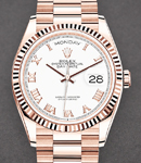 President Day-Date 36mm in Rose Gold with Fluted Bezel on President Bracelet with White Roman Dial