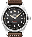 Pilot Spitfire 39mm in Steel on Brown Calfskin Leather Strap with Black Dial