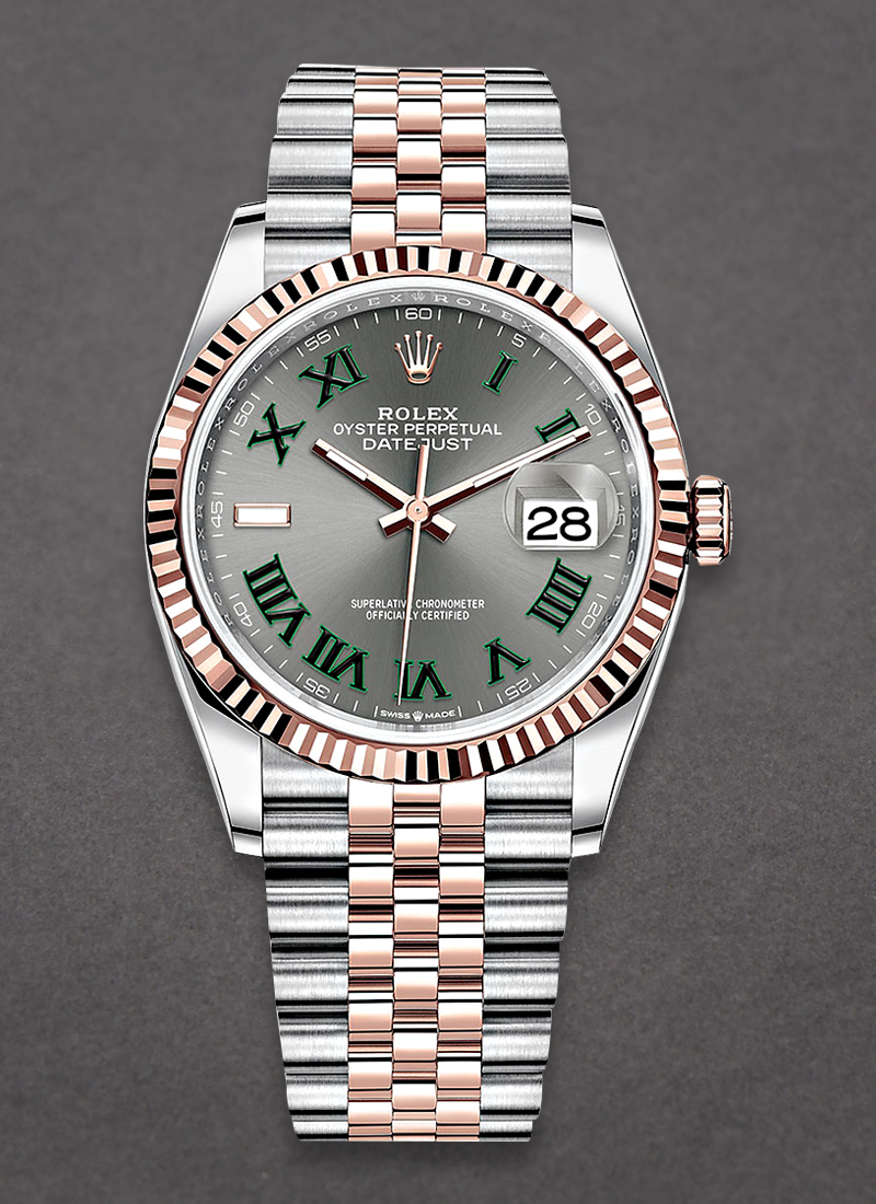 Rolex Unworn Datejust 36mm in Steel with Rose Gold Fluted Bezel