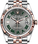 Datejust 36mm in Steel with Rose Gold Fluted Bezel on Jubilee Bracelet with Wimbledon Roman Numerals
