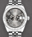 Datejust 31mm in Steel with Scattered Diamond Bezel on Jubilee Bracelet with Rhodium Floral Dial