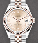 Mid Size 31mm Datejust in Steel with Rose Gold Fluted Bezel on Jubilee Bracelet with Pink Roman Dial