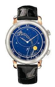 Celestial 6102PR in Platinum and Rose Gold on Black Crocodile Leather Strap with Blue Dial