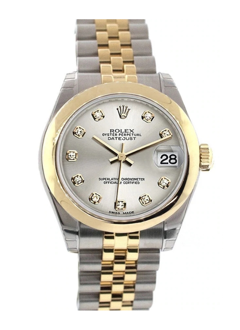 Pre-Owned Rolex Midsize 31mm Datejust in Steel with Yellow Gold Smooth Bezel