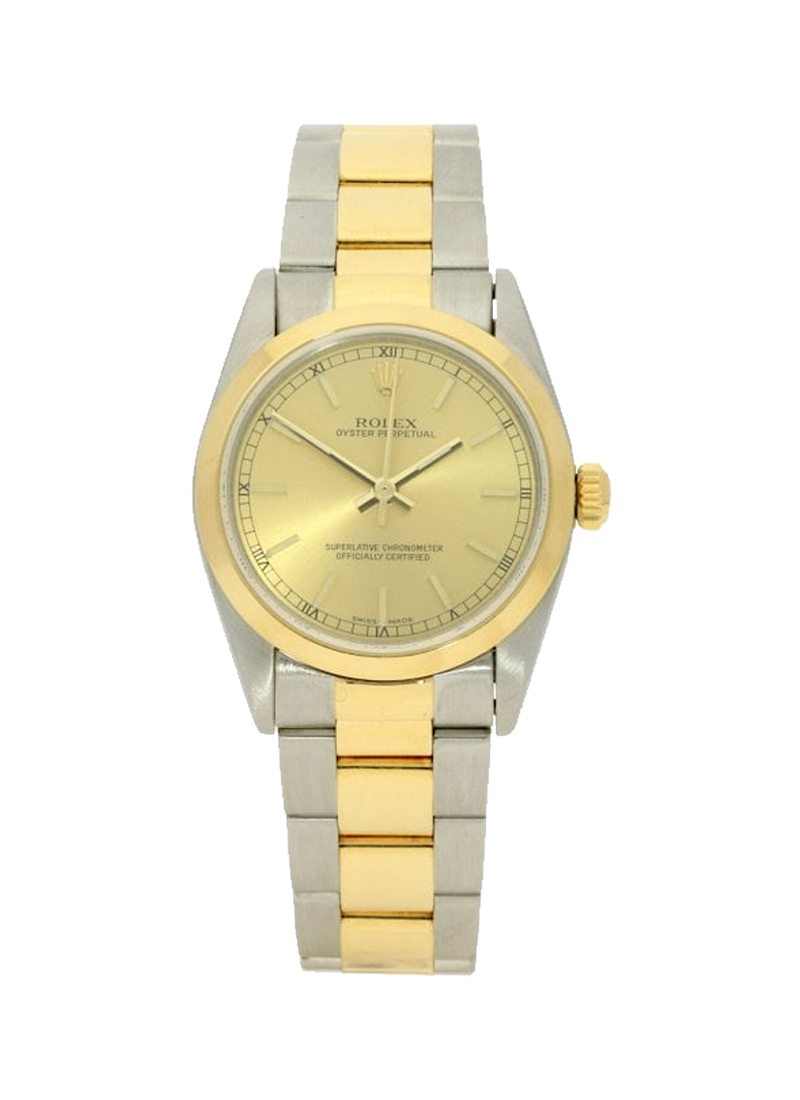 Pre-Owned Rolex Mid Size 31mm Date in Steel with Yellow Gold Smooth Bezel