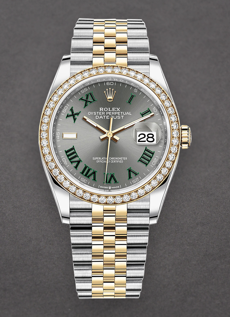 Pre-Owned Rolex Datejust 36mm in Steel with Yellow Gold Diamond Bezel