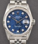 Datejust 36mm Steel with White Gold Fluted Bezel on Jubilee Bracelet with Sodalite Diamond Dial