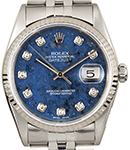 Datejust 36mm Steel with White Gold Fluted Bezel on Jubilee Bracelet with Sodalite Diamond Dial