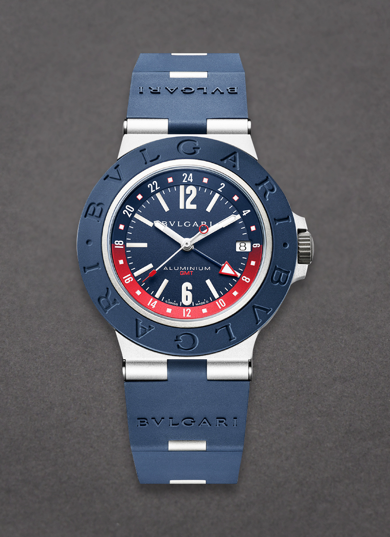 Bvlgari Alulinium GMT 40mm in Aluminium with Blue Rubber Bezel