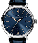 Portofino Automatic 40mm in Steel on Strap with Blue Dial - Rose Gold Markers