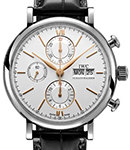 Portofino Chronograph 42mm in Steel on Strap with Silver Dial - Gold Index Marker