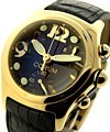 Bubble Chronograph in Yellow Gold on Black Leather Strap with Black Dial